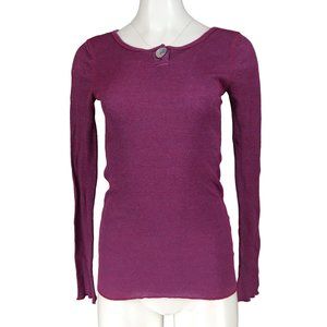 Michael Stars Knit Top Long Sleeve Tee Single Button Stretch Purple One Size